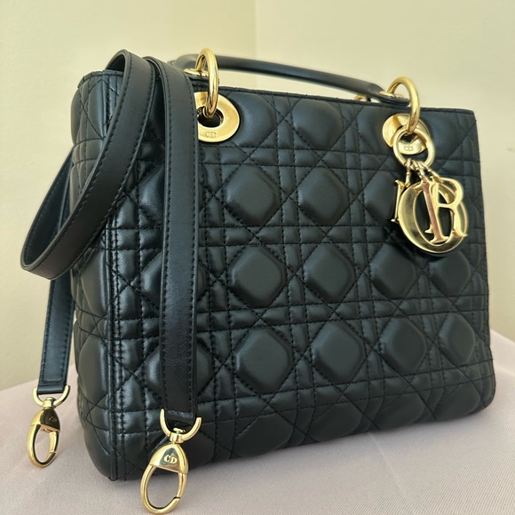 (SOLD) Lady Dior Medium Cannage Bag Black - Picture 10 of 11